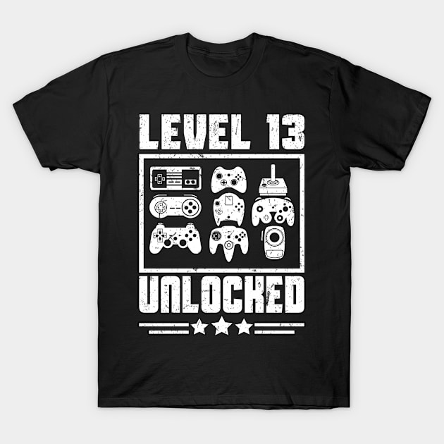 Level 13 Unlocked Gaming 13th Birthday Gift T-Shirt by funkyteesfunny